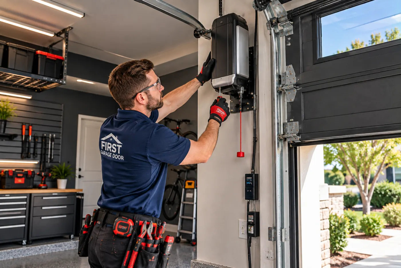 Wall-mount garage door opener installation