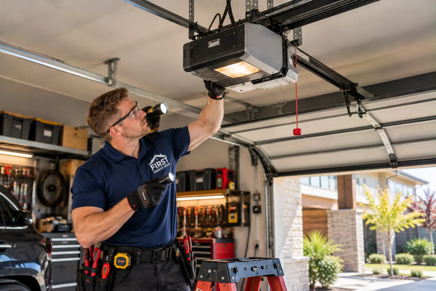 Existing residential garage door motor inspection in Irvine, Los Angeles