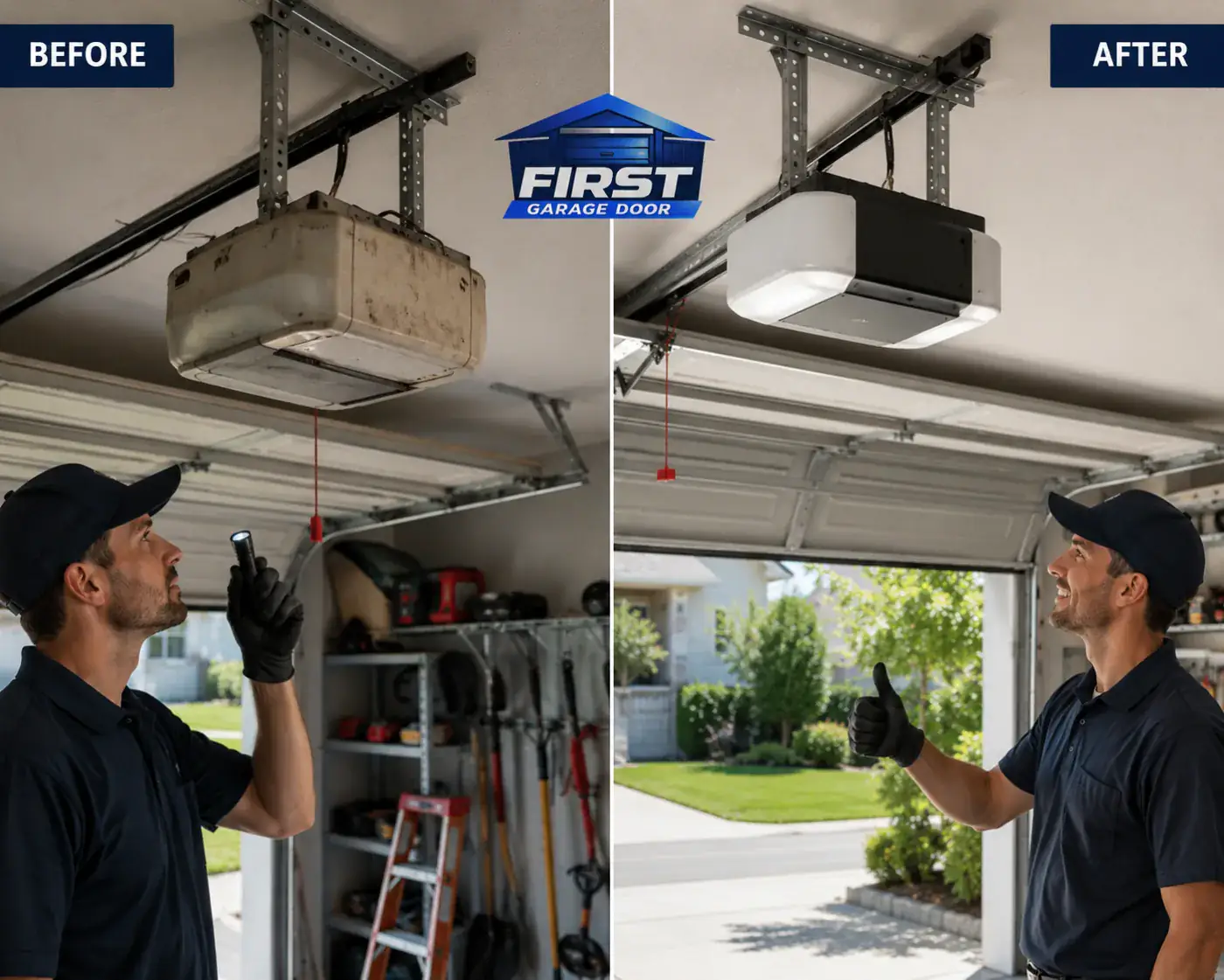 Completed garage door opener repair work