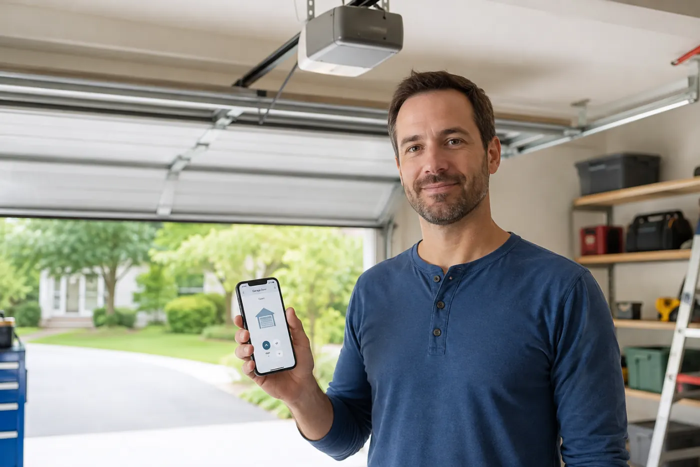 Smart garage door opener connected access